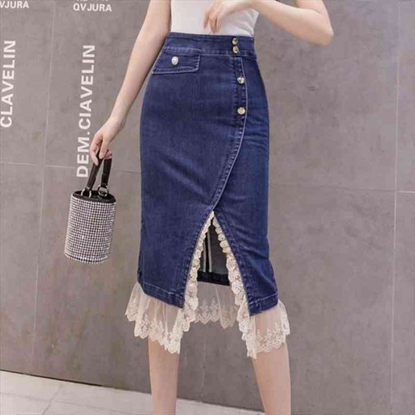 arrivals denim skirt woman high waist office lady single breasted lace patchwork hip pencil skirt for women, Black
arrivals denim skirt woman high waist office lady single breasted lace patchwork hip pencil skirt for women, Black