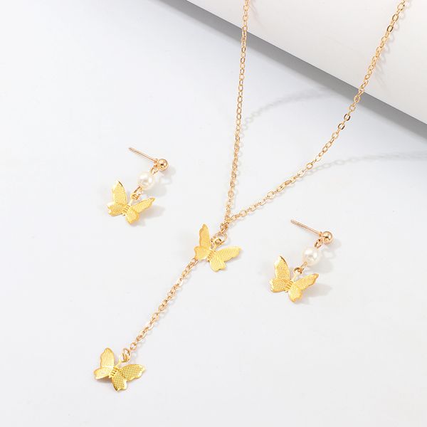 sz0431 simple fashion butterfly necklace earring set temperament versatile jewelry, Silver
sz0431 simple fashion butterfly necklace earring set temperament versatile jewelry, Silver