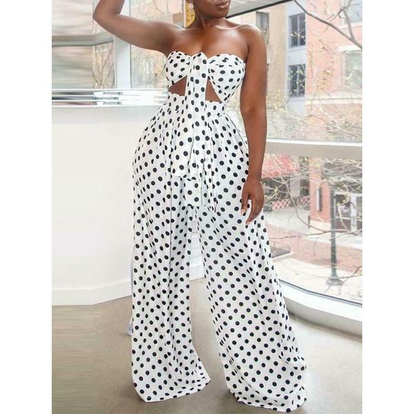 two piece set women's strapless sleeveless crop high waist wide leg pants ladies fashion polka dot outfits summer, Gray
two piece set women's strapless sleeveless crop high waist wide leg pants ladies fashion polka dot outfits summer, Gray