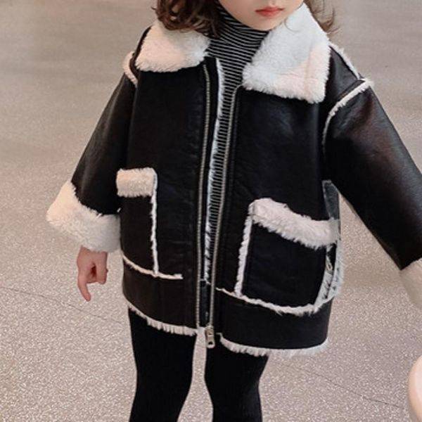 jackets girls jacket leather fleece thickness kids coats children winter autumn 2021bt021, Blue;gray
jackets girls jacket leather fleece thickness kids coats children winter autumn 2021bt021, Blue;gray