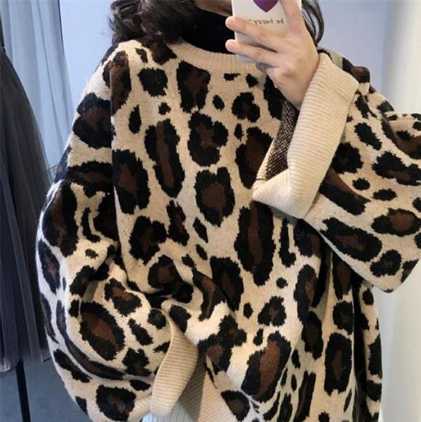 women sweater autumn winter o neck leopard print oversized sweater loose knit sweater casual pullover plus size jumper sweter 35, White;black
women sweater autumn winter o neck leopard print oversized sweater loose knit sweater casual pullover plus size jumper sweter 35, White;black