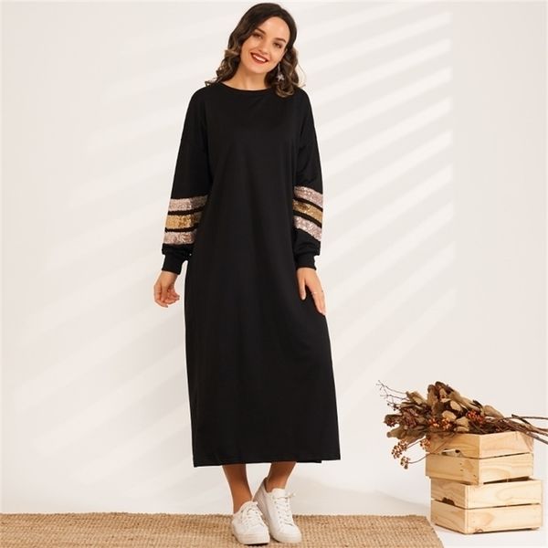 product fashion ladies sequin stitching thin loose slim sweater long casual sport's dress 211112, Black;gray
product fashion ladies sequin stitching thin loose slim sweater long casual sport's dress 211112, Black;gray