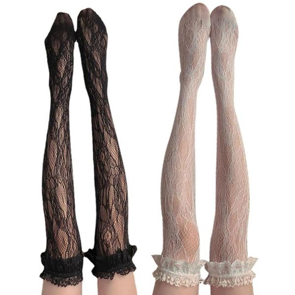 socks & hosiery 066c japanese lolita fishnet thigh high stockings womens frilly ruffled floral lace jacquard patterned over knee long, Black;white
socks & hosiery 066c japanese lolita fishnet thigh high stockings womens frilly ruffled floral lace jacquard patterned over knee long, Black;white