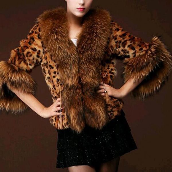 women's fur & faux 201 leopard print short coat winter fashion unique big collar female warm fluffy, Black
women's fur & faux 201 leopard print short coat winter fashion unique big collar female warm fluffy, Black