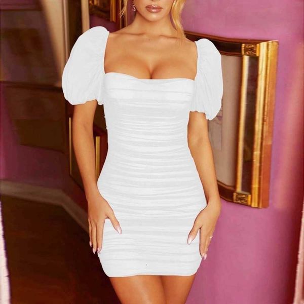 open bubble casual dresses back women's summer low cut pleated drs short sve skirt, Black;gray
open bubble casual dresses back women's summer low cut pleated drs short sve skirt, Black;gray
