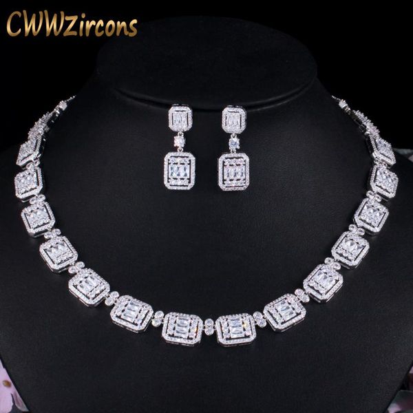 earrings & necklace cwwzircons shiny african white cubic zirconia bridal jewelry set for wedding women evening party dress accessories t496, Silver
earrings & necklace cwwzircons shiny african white cubic zirconia bridal jewelry set for wedding women evening party dress accessories t496, Silver