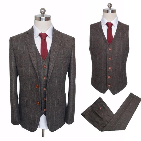 men's suits & blazers (jacket+pants+vest) autumn tweed plaid brown vintage male formal clothes 3 piece for man 2021 groomsman wedding c, White;black
men's suits & blazers (jacket+pants+vest) autumn tweed plaid brown vintage male formal clothes 3 piece for man 2021 groomsman wedding c, White;black