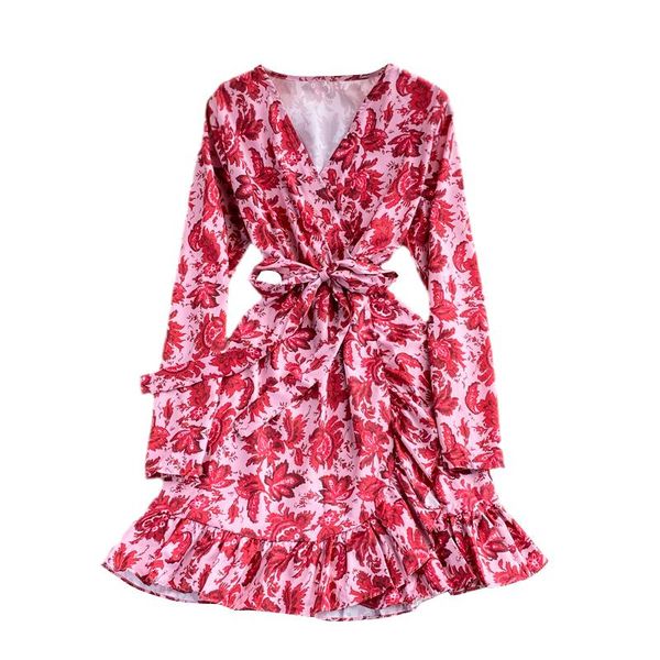casual dresses spring autumn women v-neck long sleeve sashes slim mini dress sweet floral ruffles hem beach vacation, Black;gray
casual dresses spring autumn women v-neck long sleeve sashes slim mini dress sweet floral ruffles hem beach vacation, Black;gray