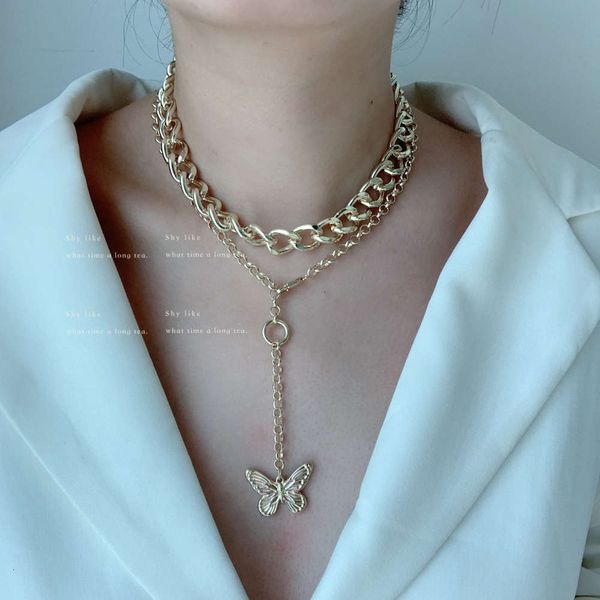 hbp fashion ins style exaggeration double layer folding butterfly necklace metal temperament choker clavicle sweater chain, Silver
hbp fashion ins style exaggeration double layer folding butterfly necklace metal temperament choker clavicle sweater chain, Silver