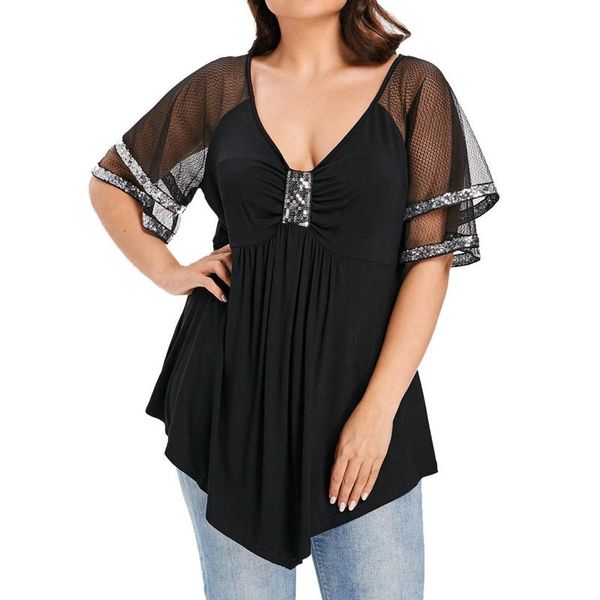women's t-shirt v neck mesh short sleeve summer women printed hollow out t shirt fashion loose off shoulder casual plus size shirts, White
women's t-shirt v neck mesh short sleeve summer women printed hollow out t shirt fashion loose off shoulder casual plus size shirts, White