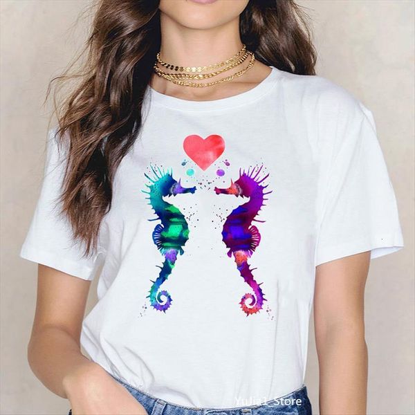 watercolor seahorses love animal print women t shirts femme harajuku kawaii summer cute camisas mujer tee, White
watercolor seahorses love animal print women t shirts femme harajuku kawaii summer cute camisas mujer tee, White