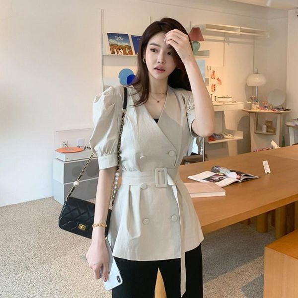 women's jackets spring summer women office ol work coat 2021 fashion business puff sleeve v-neck double-breasted slim outerwear, Black;brown
women's jackets spring summer women office ol work coat 2021 fashion business puff sleeve v-neck double-breasted slim outerwear, Black;brown