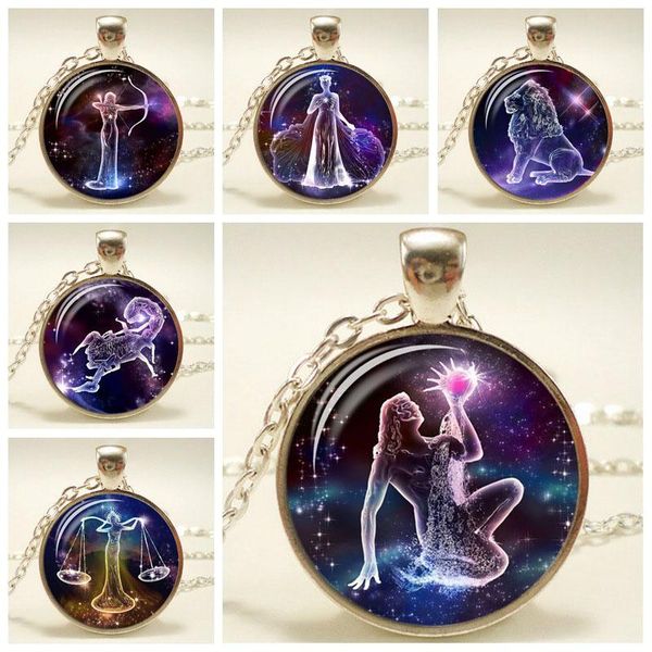 12 constellation necklace zodiac signs glass cabochon pendant necklace link chain necklaces for women handmade zodiac jewelry, Silver
12 constellation necklace zodiac signs glass cabochon pendant necklace link chain necklaces for women handmade zodiac jewelry, Silver