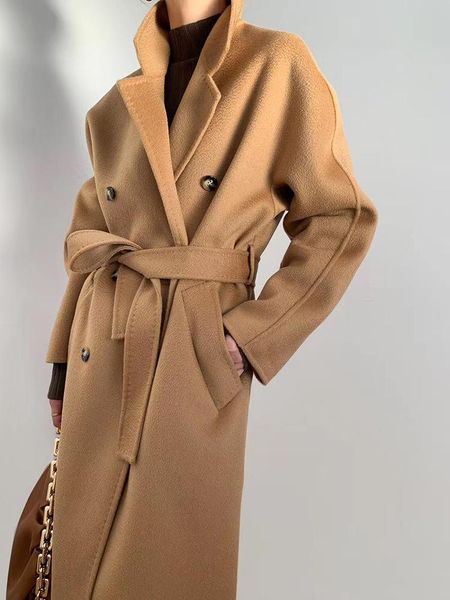 women's wool & blends female coat winter women 2021 water wave double-sided cashmere long, Black
women's wool & blends female coat winter women 2021 water wave double-sided cashmere long, Black