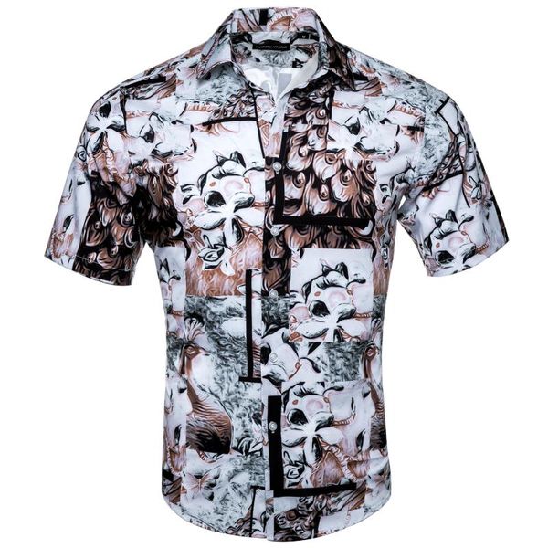 men's casual shirts designer men loose short sleeve v-neck printed flower pattern summer shirt party beach unique design barry.wang, White;black
men's casual shirts designer men loose short sleeve v-neck printed flower pattern summer shirt party beach unique design barry.wang, White;black