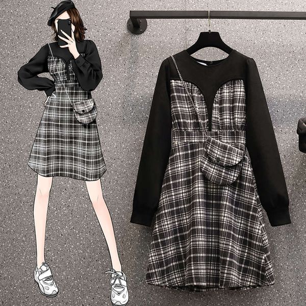 2021 spring new large size women's fat sister small fragrance foreign style belly covering age reducing casual sweater dress, Black;gray
2021 spring new large size women's fat sister small fragrance foreign style belly covering age reducing casual sweater dress, Black;gray