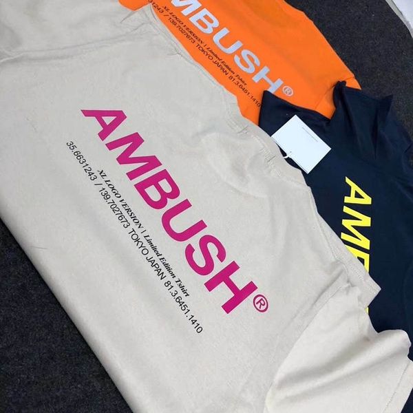 men's short sleeve round neck casual backing shirt ambush reflective letter t-shirt fashion brand men's wear, White;black
men's short sleeve round neck casual backing shirt ambush reflective letter t-shirt fashion brand men's wear, White;black