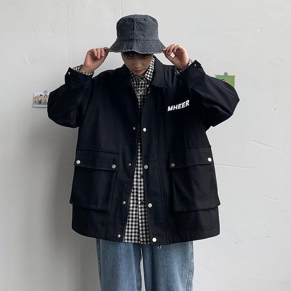 spring men clothing fashion jacket casual loose turn-down collar mens coat 2021 autumn solid outdoor streetwear male clothes men's jack, Black;brown
spring men clothing fashion jacket casual loose turn-down collar mens coat 2021 autumn solid outdoor streetwear male clothes men's jack, Black;brown