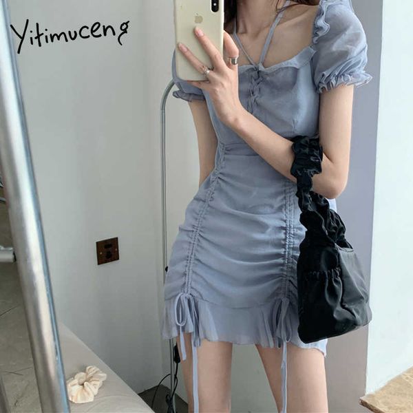 yitimuceng draw string dresses for women summer korean fashion chiffon mini dress square collar solid blue sundress 210601, Black;gray
yitimuceng draw string dresses for women summer korean fashion chiffon mini dress square collar solid blue sundress 210601, Black;gray