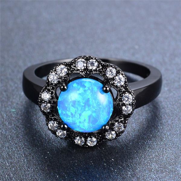 wedding rings boho female blue fire opal ring vintage 14kt black gold cross for women promise round flower love engagement, Slivery;golden 
wedding rings boho female blue fire opal ring vintage 14kt black gold cross for women promise round flower love engagement, Slivery;golden