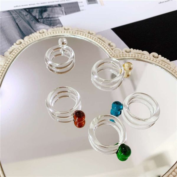 hbp ins niche design glass multi color transparent index finger fashion personality ring, Silver
hbp ins niche design glass multi color transparent index finger fashion personality ring, Silver
