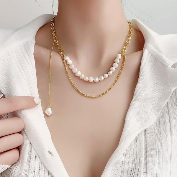 chokers korean fashion natural freshwater pearl necklace for women punk goth double layer chains choker collar kpop jewelry streetwear, Golden;silver
chokers korean fashion natural freshwater pearl necklace for women punk goth double layer chains choker collar kpop jewelry streetwear, Golden;silver