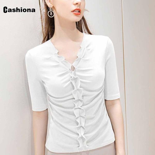 women's blouses & shirts cashiona women elegant leisure 2021 summer casual ruffles shirt lace-up v-neck pullovers feminina blusas ropa, White
women's blouses & shirts cashiona women elegant leisure 2021 summer casual ruffles shirt lace-up v-neck pullovers feminina blusas ropa, White