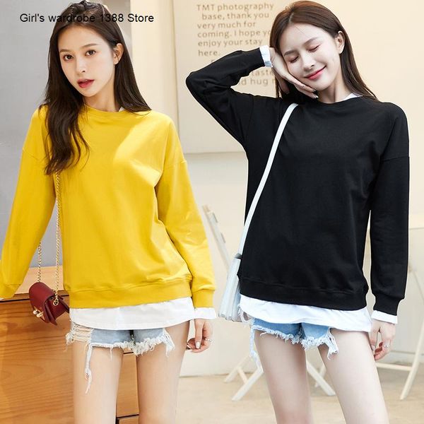 women's hoodies & sweatshirts fake two sweater women spring and autumn 2021 loose korean thin long sleeve coat ins fashion, Black
women's hoodies & sweatshirts fake two sweater women spring and autumn 2021 loose korean thin long sleeve coat ins fashion, Black