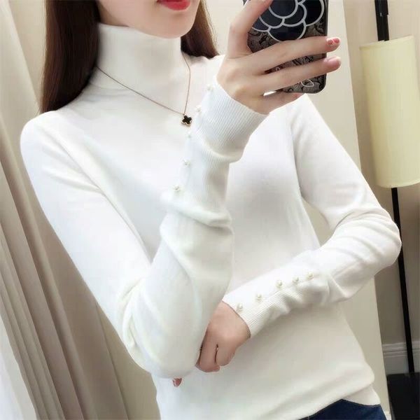 women's sweater fall winter turtleneck thin bottoming korean loose beading long sleeve pullover knitwear female 210526, White;black
women's sweater fall winter turtleneck thin bottoming korean loose beading long sleeve pullover knitwear female 210526, White;black