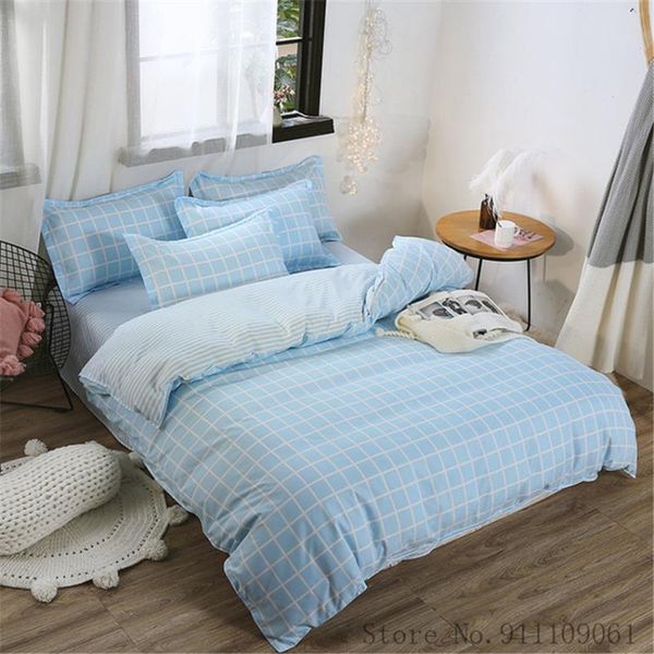 home textile blue stripe plaid simple bedding sets duvet cover pillowcase flat sheet children and linen bedclothes 3/4pcs
home textile blue stripe plaid simple bedding sets duvet cover pillowcase flat sheet children and linen bedclothes 3/4pcs