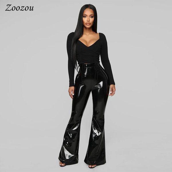 women's pants & capris high waist pu patent leather flare for women skinny black slim latex trousers casual office lady wide custom, Black;white
women's pants & capris high waist pu patent leather flare for women skinny black slim latex trousers casual office lady wide custom, Black;white