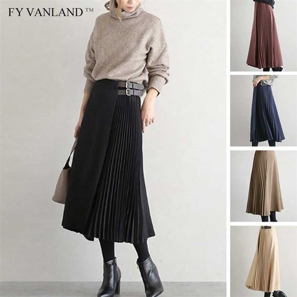 fy vanland autumn winter high waist women skirt casual vintage solid belted pleated midi skirts lady fashion simple 211124, Black
fy vanland autumn winter high waist women skirt casual vintage solid belted pleated midi skirts lady fashion simple 211124, Black