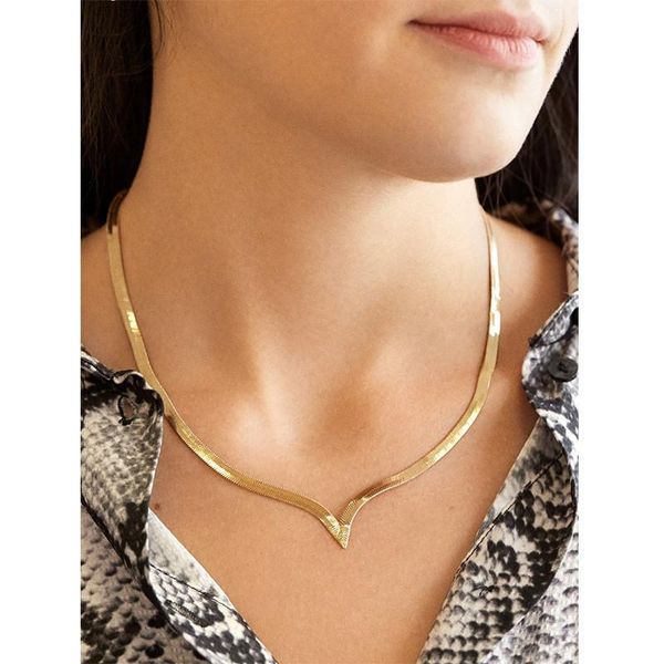 punk simple v-shaped copper flat blade snake link chain choker necklace women clavicle metal short collar necklace jewelry, Golden;silver
punk simple v-shaped copper flat blade snake link chain choker necklace women clavicle metal short collar necklace jewelry, Golden;silver