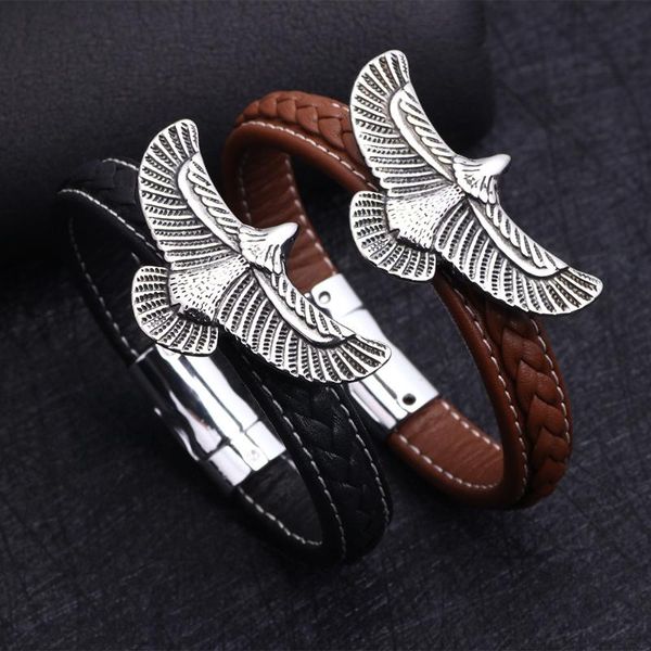 charm bracelets genuine leather band viking eagle cuf bracelet valentines day gift for boyfriend stainless steel tribal wildlife jewelry, Golden;silver
charm bracelets genuine leather band viking eagle cuf bracelet valentines day gift for boyfriend stainless steel tribal wildlife jewelry, Golden;silver