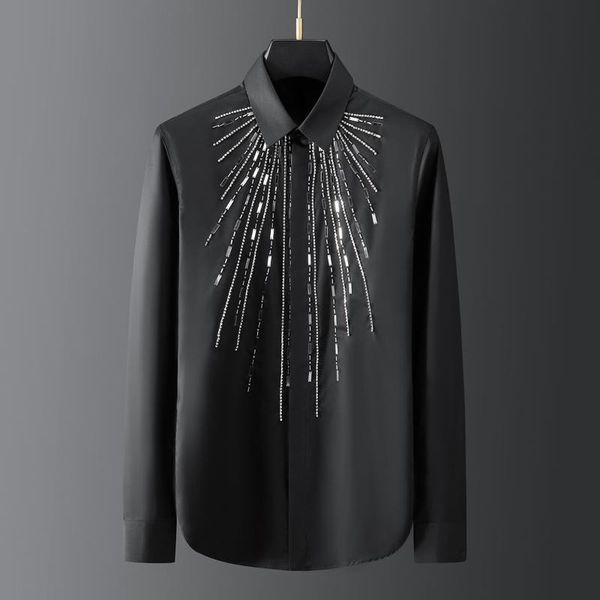 men's casual shirts cotton male luxury geometric sheetmetal long sleeve mens dress fashion slim fit party man 3xl, White;black
men's casual shirts cotton male luxury geometric sheetmetal long sleeve mens dress fashion slim fit party man 3xl, White;black