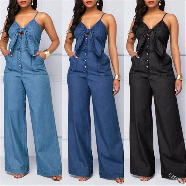 denim jumpsuit bandage bow womens jean decor low cut sling high waist loose wide leg jeans with pockets sleeveless, Blue
denim jumpsuit bandage bow womens jean decor low cut sling high waist loose wide leg jeans with pockets sleeveless, Blue