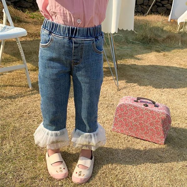 2021 new spring kids denim pants patchwork ruffles voile korean style baby girls jeans chic children trousers, Blue
2021 new spring kids denim pants patchwork ruffles voile korean style baby girls jeans chic children trousers, Blue