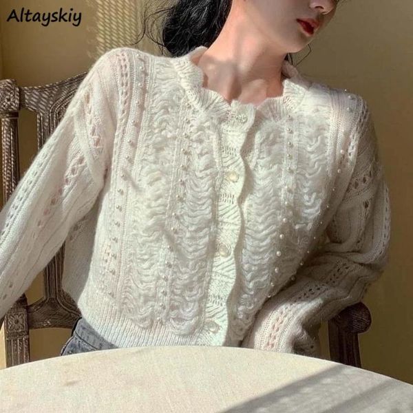 women's knits & tees women hollow out cardigan white temperament gentle crop slim soft beading fashion females sweaters 2021 est jumper
women's knits & tees women hollow out cardigan white temperament gentle crop slim soft beading fashion females sweaters 2021 est jumper