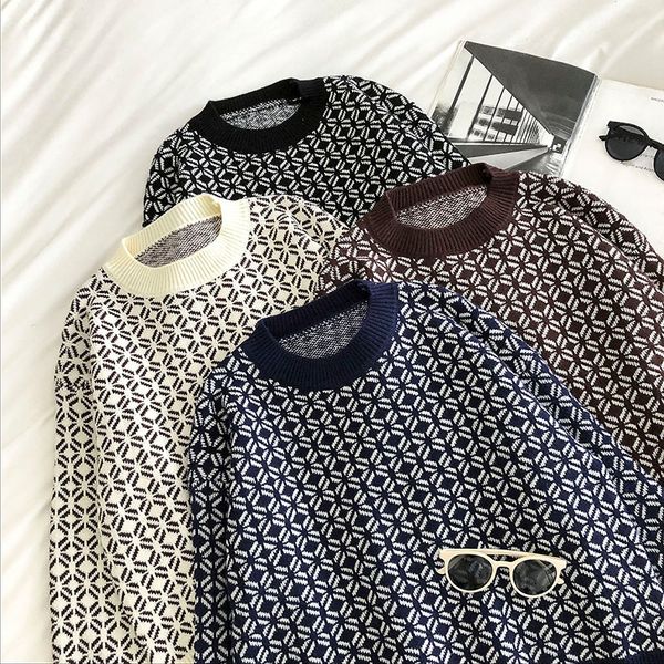 2021 autumn winter vintage argyle sweater women long sleeve loose korean knitted sweaters woman casual oversized pullover kjvo, White;black
2021 autumn winter vintage argyle sweater women long sleeve loose korean knitted sweaters woman casual oversized pullover kjvo, White;black