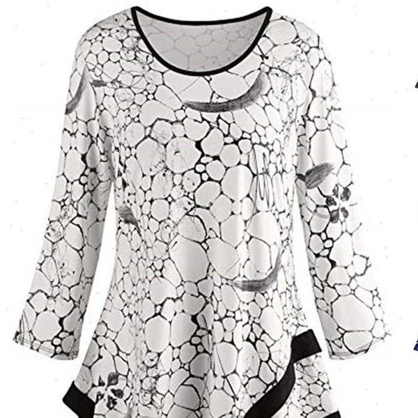 womens o neck print long sleeve blouse pullover irregular hem blusas mujer de moda chemise femme blouses for woman, White 
womens o neck print long sleeve blouse pullover irregular hem blusas mujer de moda chemise femme blouses for woman, White