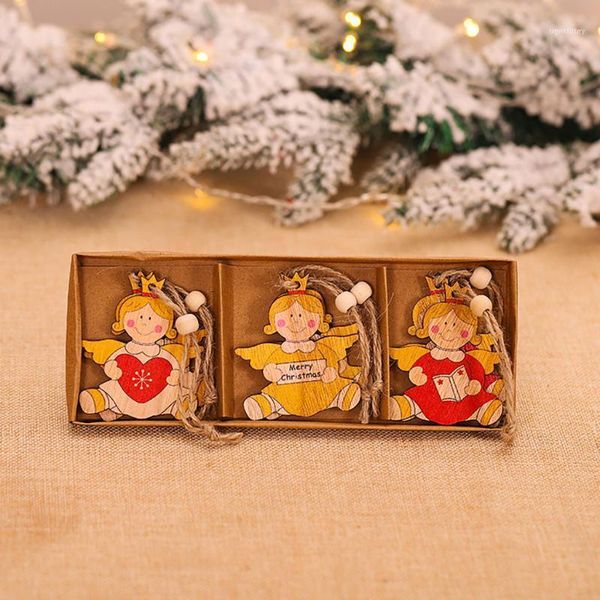 christmas decorations creative painted wooden angel pendant for home drop1