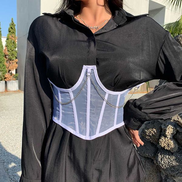 gothic bustiers women waist belt corset chain perspective corset underbust mesh shapewear girdle black white p0817, Black;brown
gothic bustiers women waist belt corset chain perspective corset underbust mesh shapewear girdle black white p0817, Black;brown