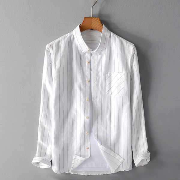 2021 new brand men's linen striped casual loose mens shirt fashion long sleeve flax male shirts stripes clothing chemise camisa b89y, White;black
2021 new brand men's linen striped casual loose mens shirt fashion long sleeve flax male shirts stripes clothing chemise camisa b89y, White;black