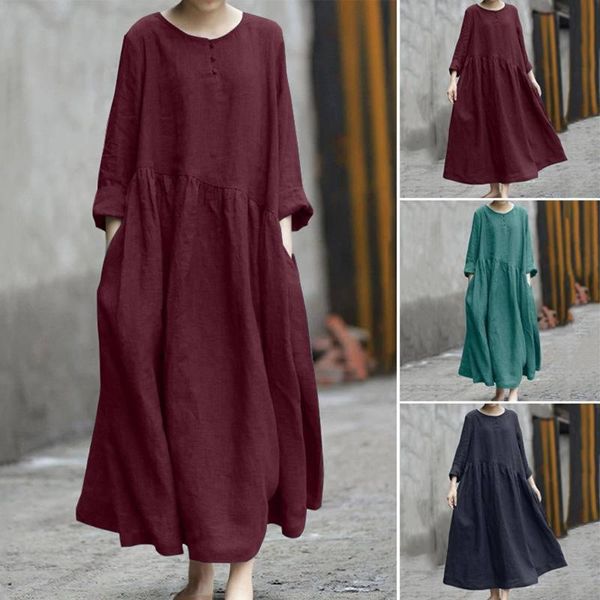 casual dresses women loose solid color cotton and linen irregular stitching round neck long sleeve dress large swing with pocket, Black;gray
casual dresses women loose solid color cotton and linen irregular stitching round neck long sleeve dress large swing with pocket, Black;gray