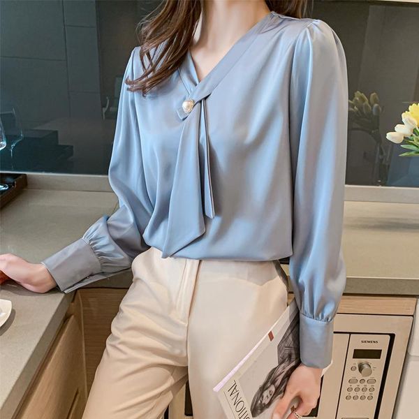 women's blouses & shirts houthion long-sleeved blouse silk satin fashion summer korean casual v-neck shirt gilr lady blusas, White
women's blouses & shirts houthion long-sleeved blouse silk satin fashion summer korean casual v-neck shirt gilr lady blusas, White