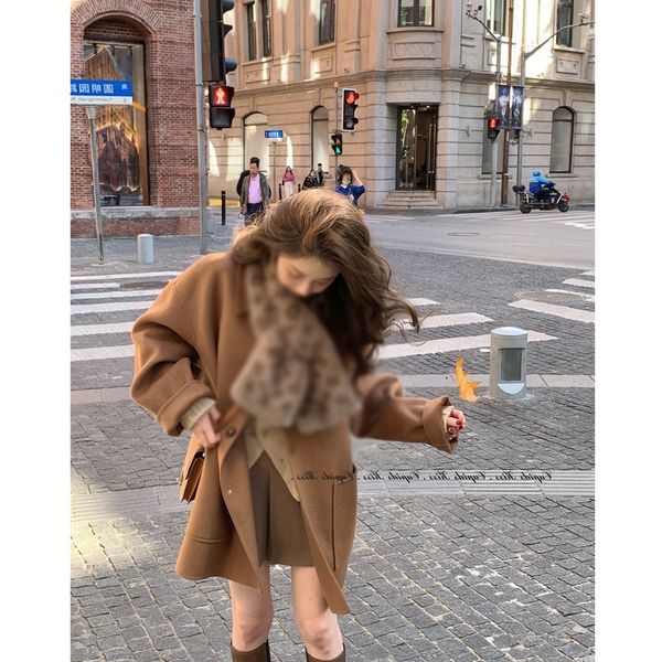 2021 winter caramel basque cashmere coat women's middle and long korean lazy wool fashion, Black
2021 winter caramel basque cashmere coat women's middle and long korean lazy wool fashion, Black