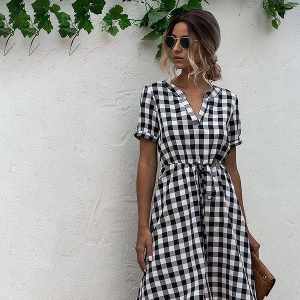 summer dress women asymmetrical plaid sundresses casual black fitted clothing knees leisure 2021 red clothes for women everyday, Black;gray
summer dress women asymmetrical plaid sundresses casual black fitted clothing knees leisure 2021 red clothes for women everyday, Black;gray