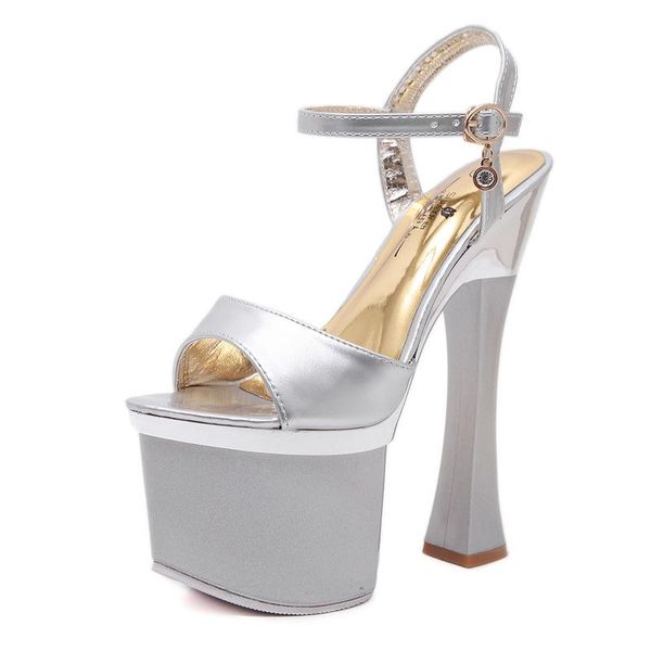 sandals brand women summer 17.5cm spike high heels patent leather buckle strap open toed waterproof platform party shoes, Black
sandals brand women summer 17.5cm spike high heels patent leather buckle strap open toed waterproof platform party shoes, Black