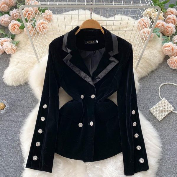 women's suits & blazers blazer coat women velvet suit jacket winter double breasted long sleeve black ladies slim outwear, White;black
women's suits & blazers blazer coat women velvet suit jacket winter double breasted long sleeve black ladies slim outwear, White;black