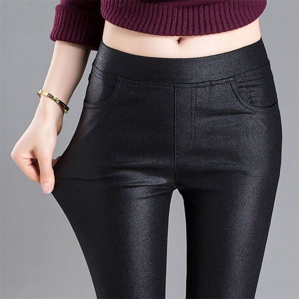 autumn winter new matte and frosted trousers with plush for women elastic high waist coated leather leggings, Black;white
autumn winter new matte and frosted trousers with plush for women elastic high waist coated leather leggings, Black;white